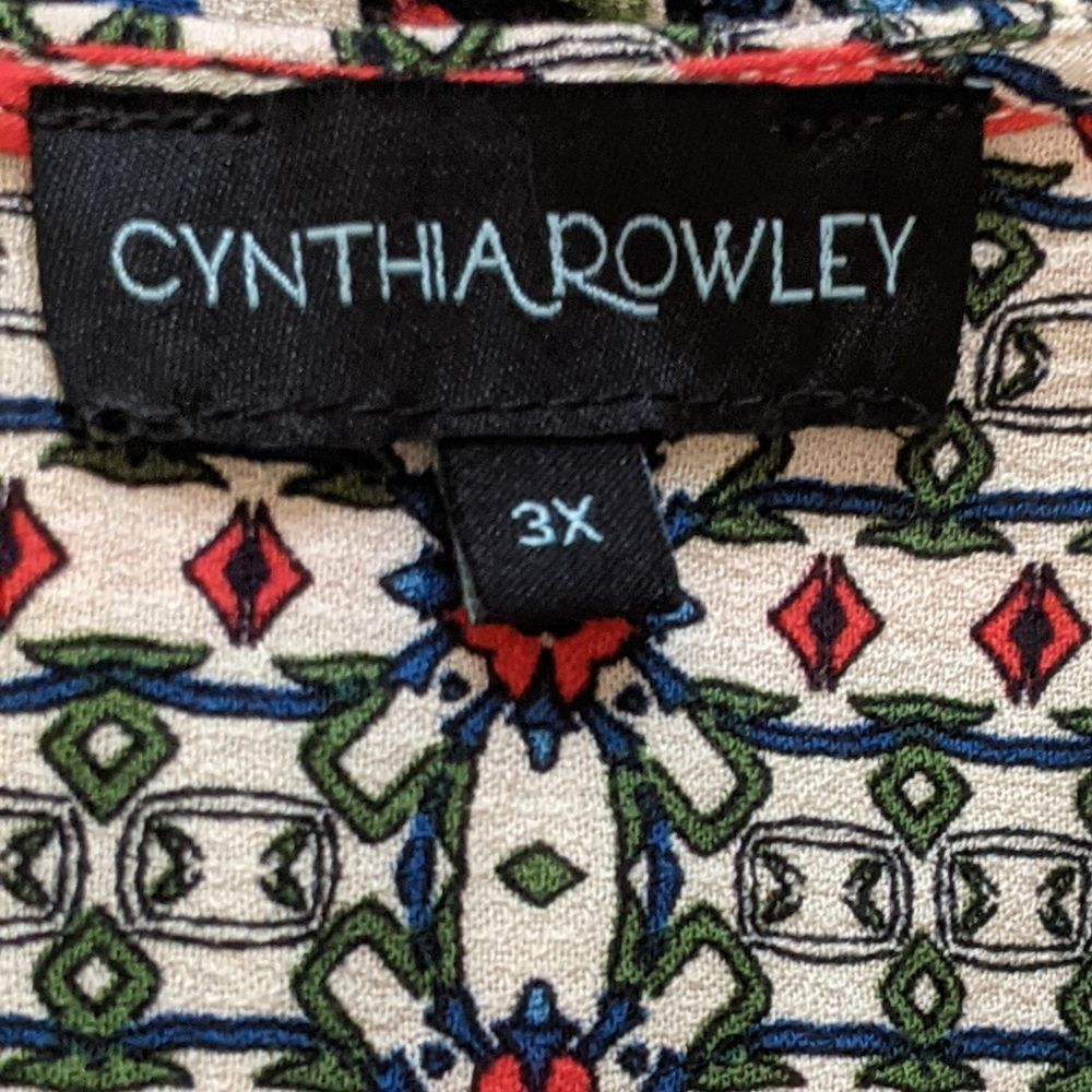 Cynthia Rowley multicolor pullover blouse 3X flutter sleeve boho plus top - Picture 4 of 9